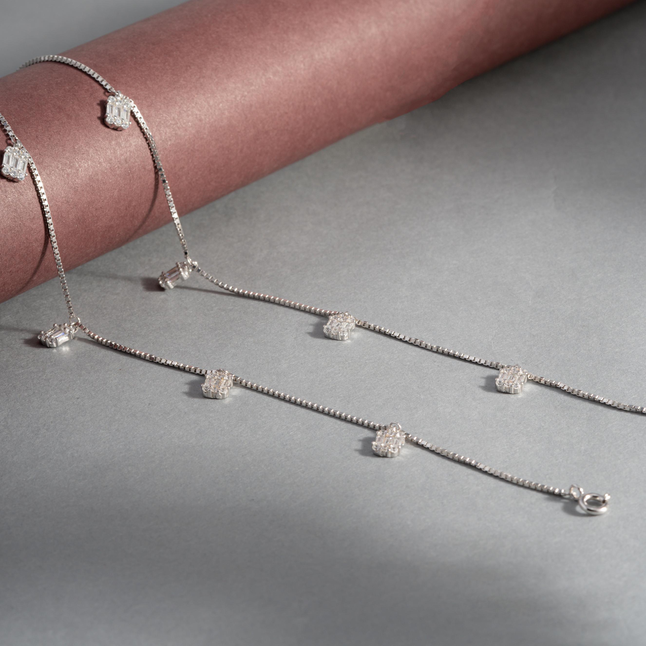 Geometric Gleam Silver Anklet