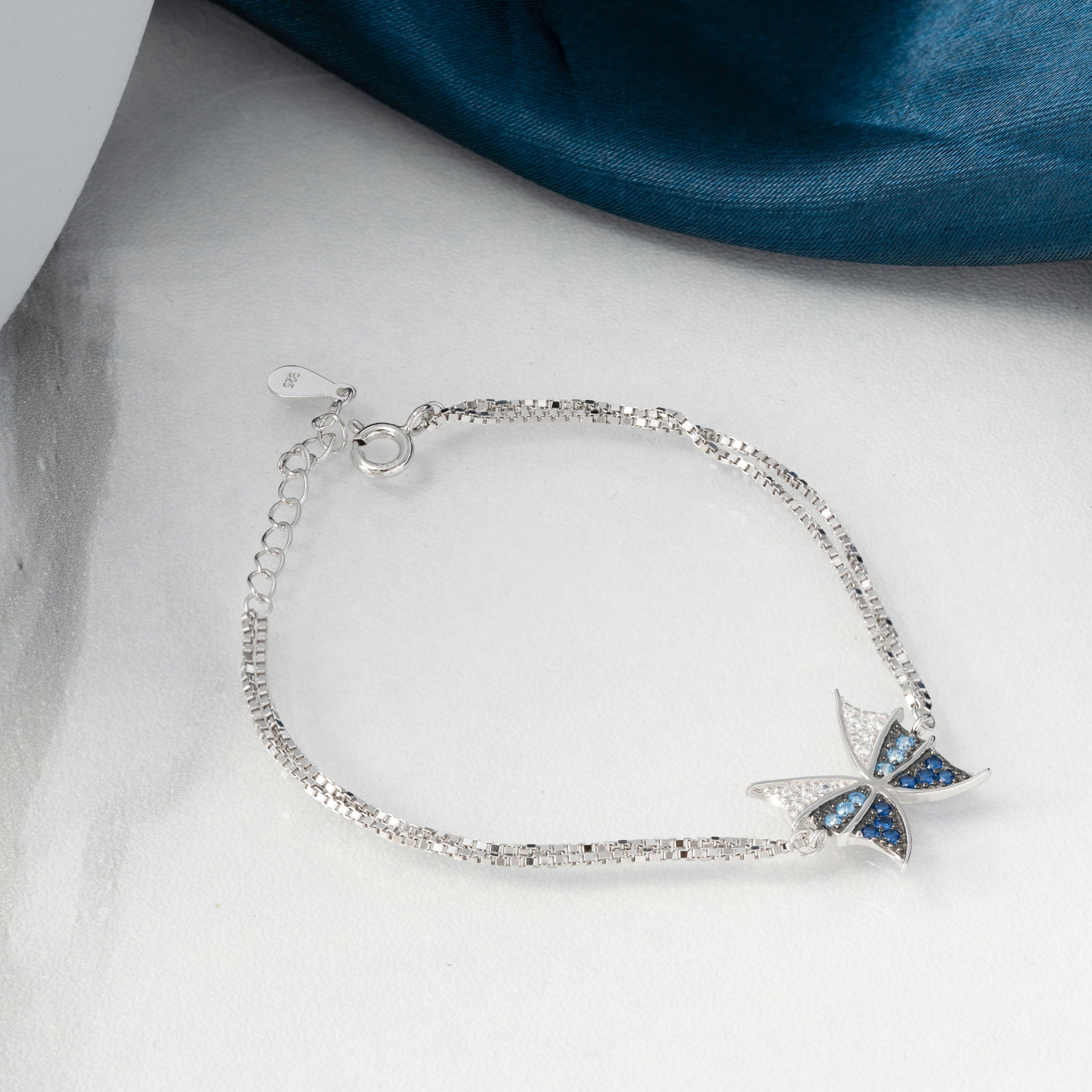 Heavenly Blue Wings CZ Bracelet