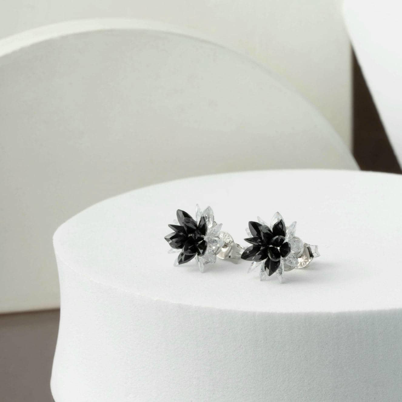 Black & White Floral Sparkle studs