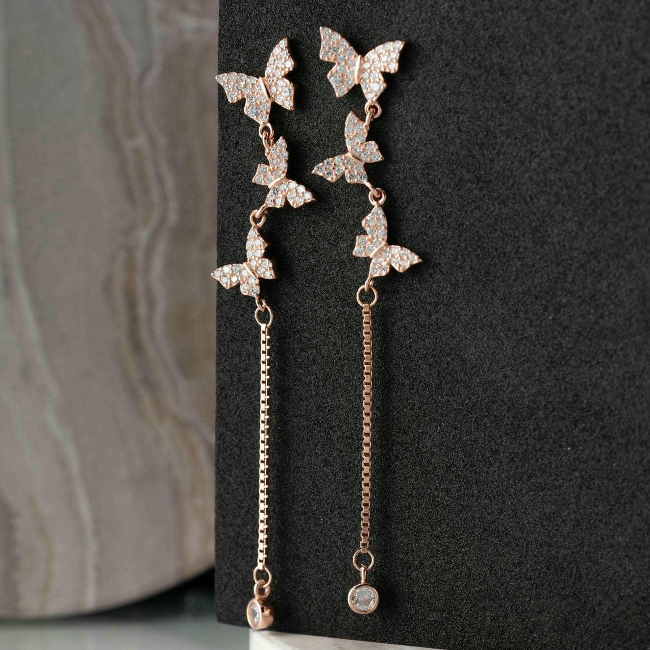 Butterfly Sparkle Rose Gold Earrings