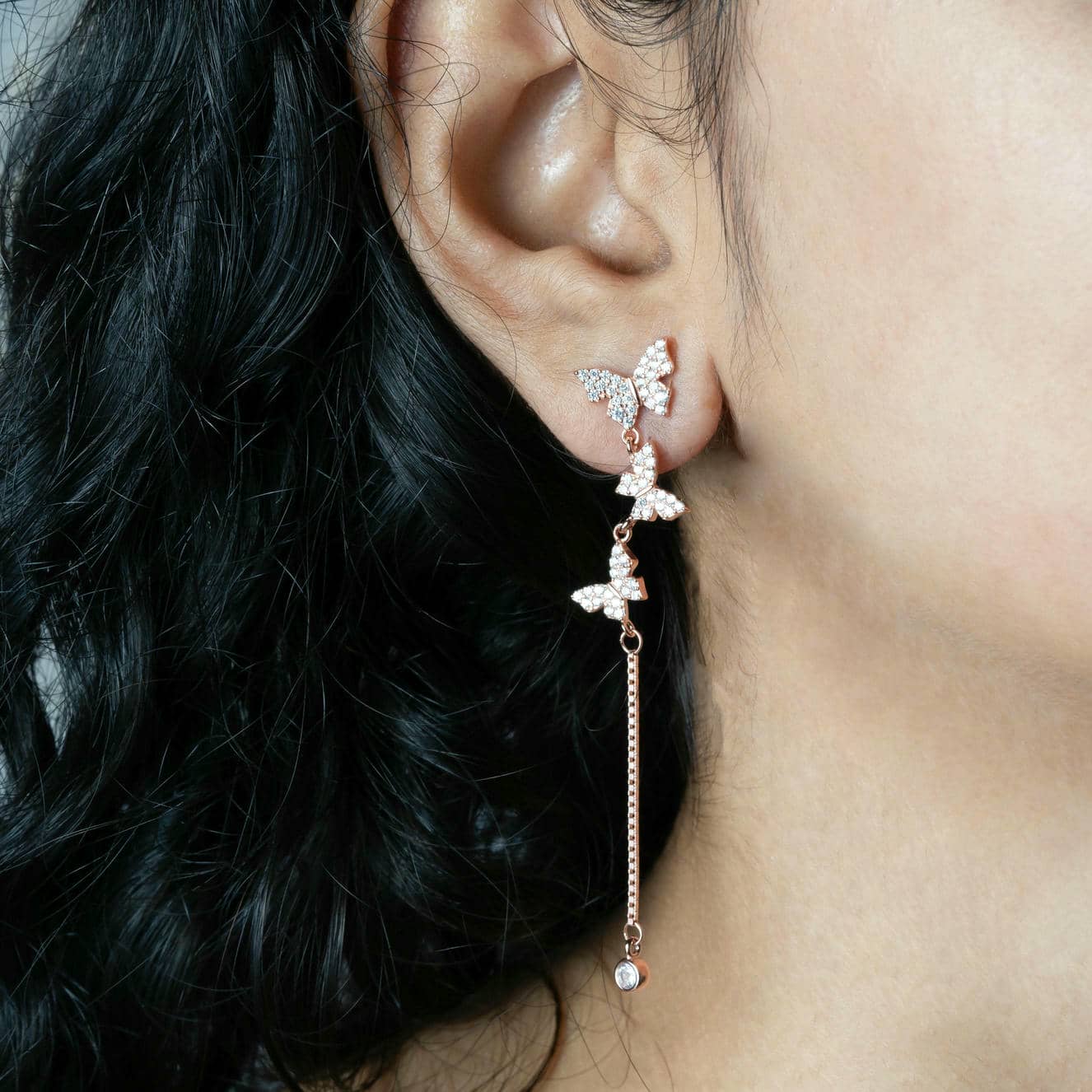 Butterfly Sparkle Rose Gold Earrings