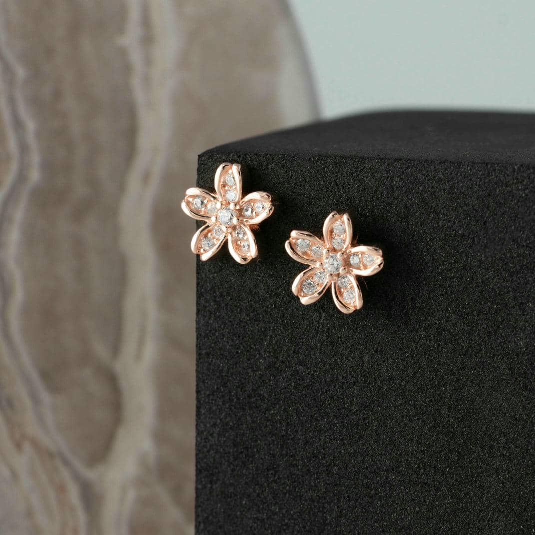 Rose Gold Floral Finesse Earrings