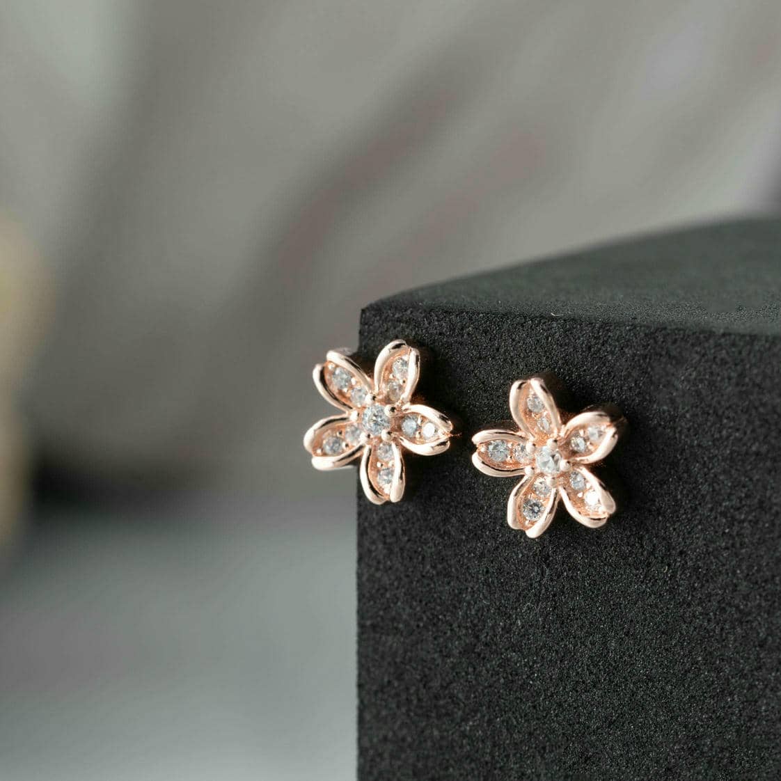 Rose Gold Floral Finesse Earrings