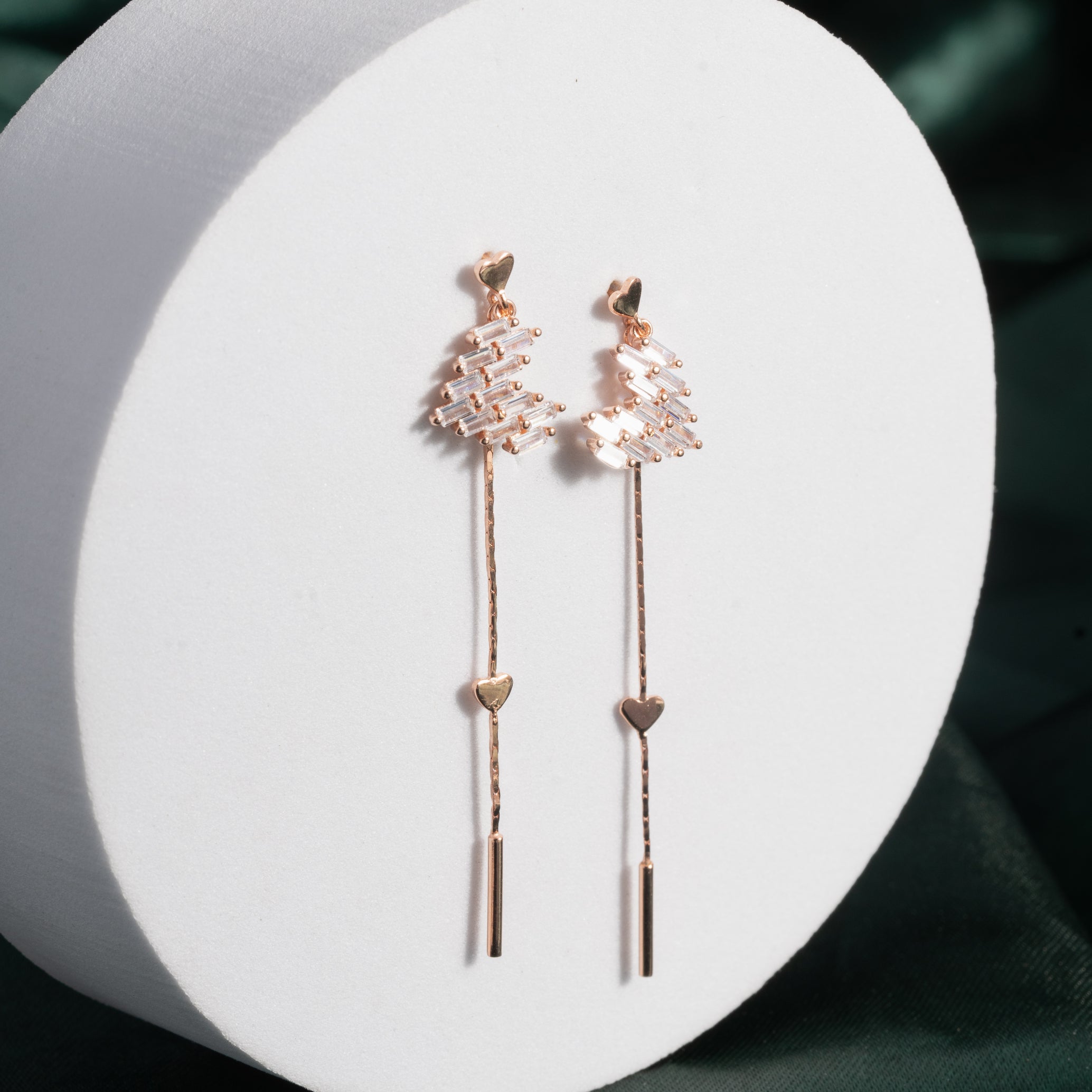 Romantic Rose Gold Tassel Hearts earrings