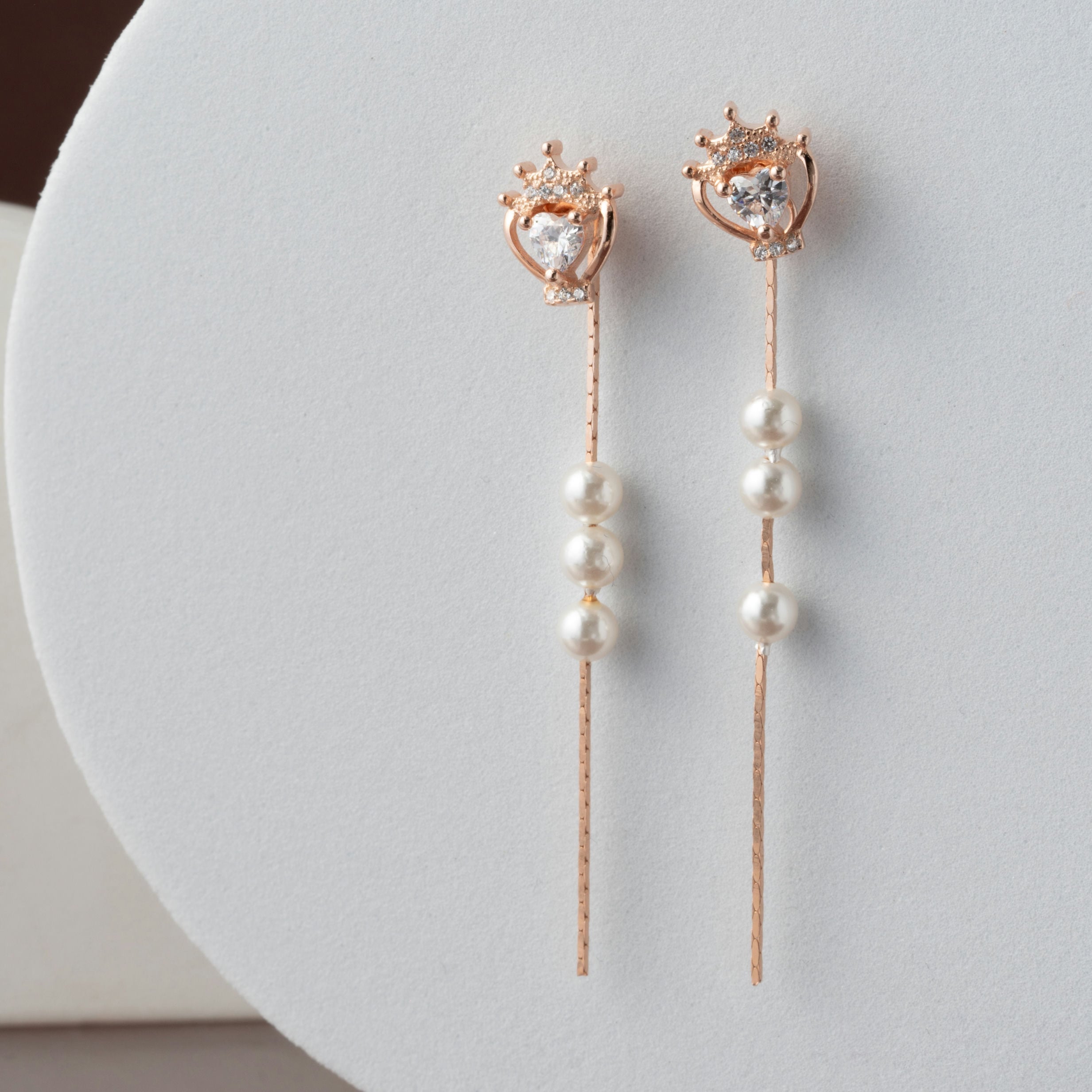 Crowned Heart Pearl Danglers