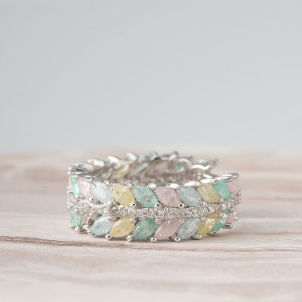 Pastel Prism Silver Band Ring