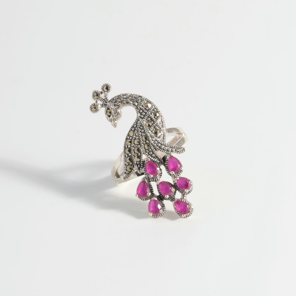 Pink Gemstone Peacock Elegance Ring