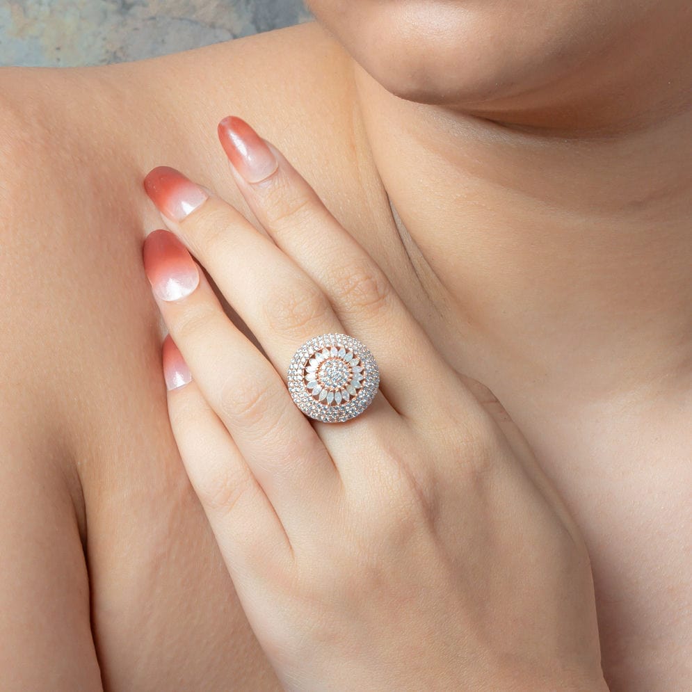 Pastel Halo Rose gold  Ring