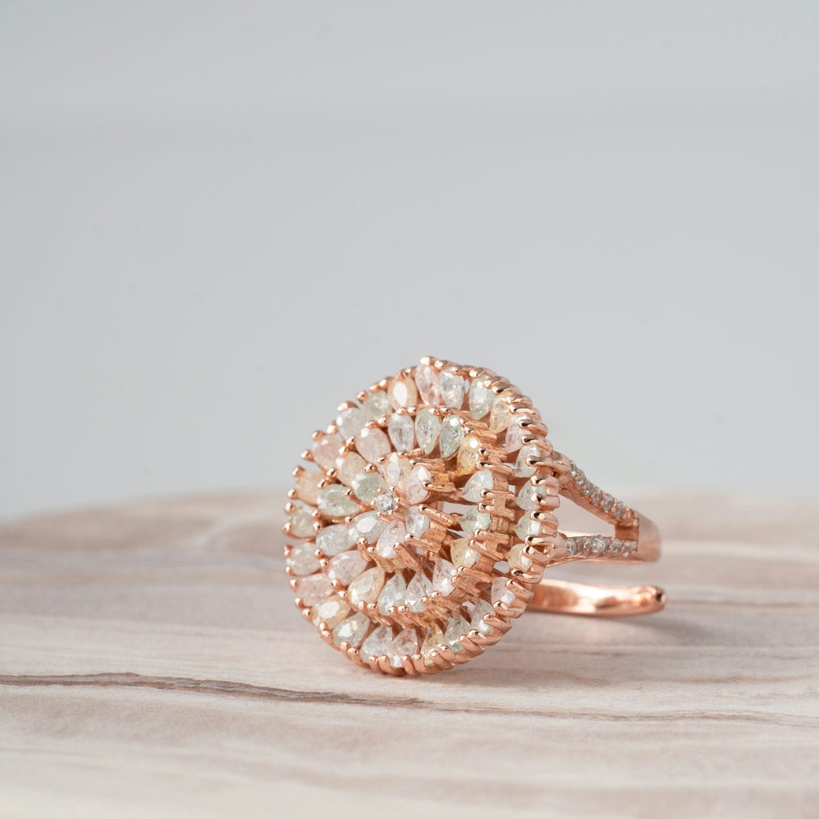 Pastel studded Rose gold ring