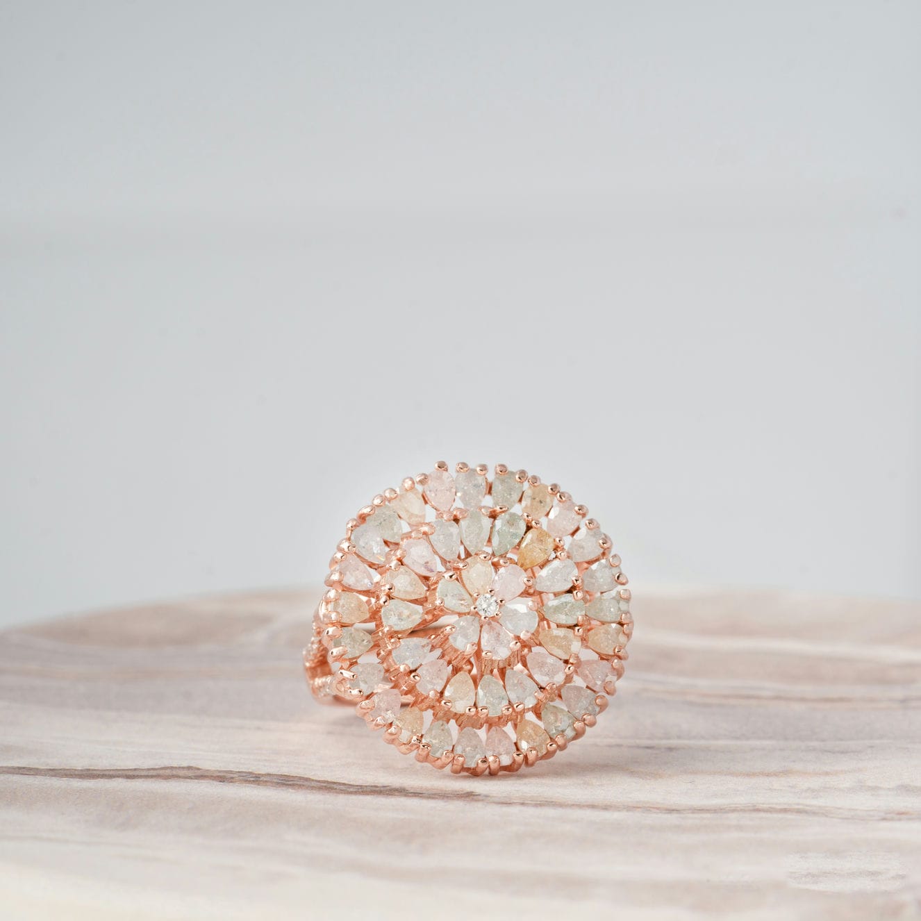 Pastel studded Rose gold ring