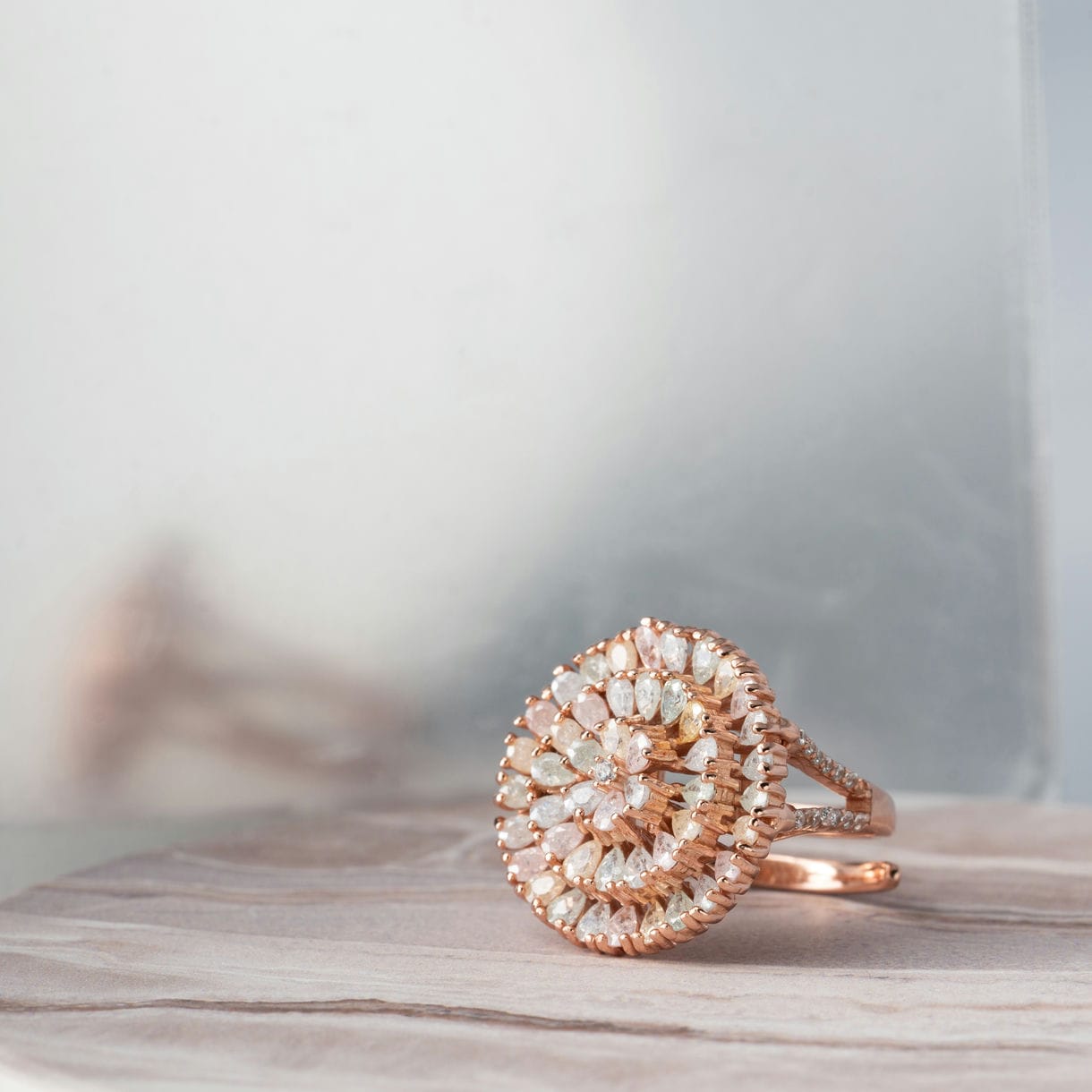 Pastel studded Rose gold ring