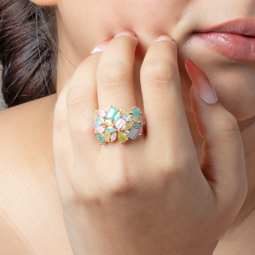 Tranquil Pastel Gem Rose Gold Ring