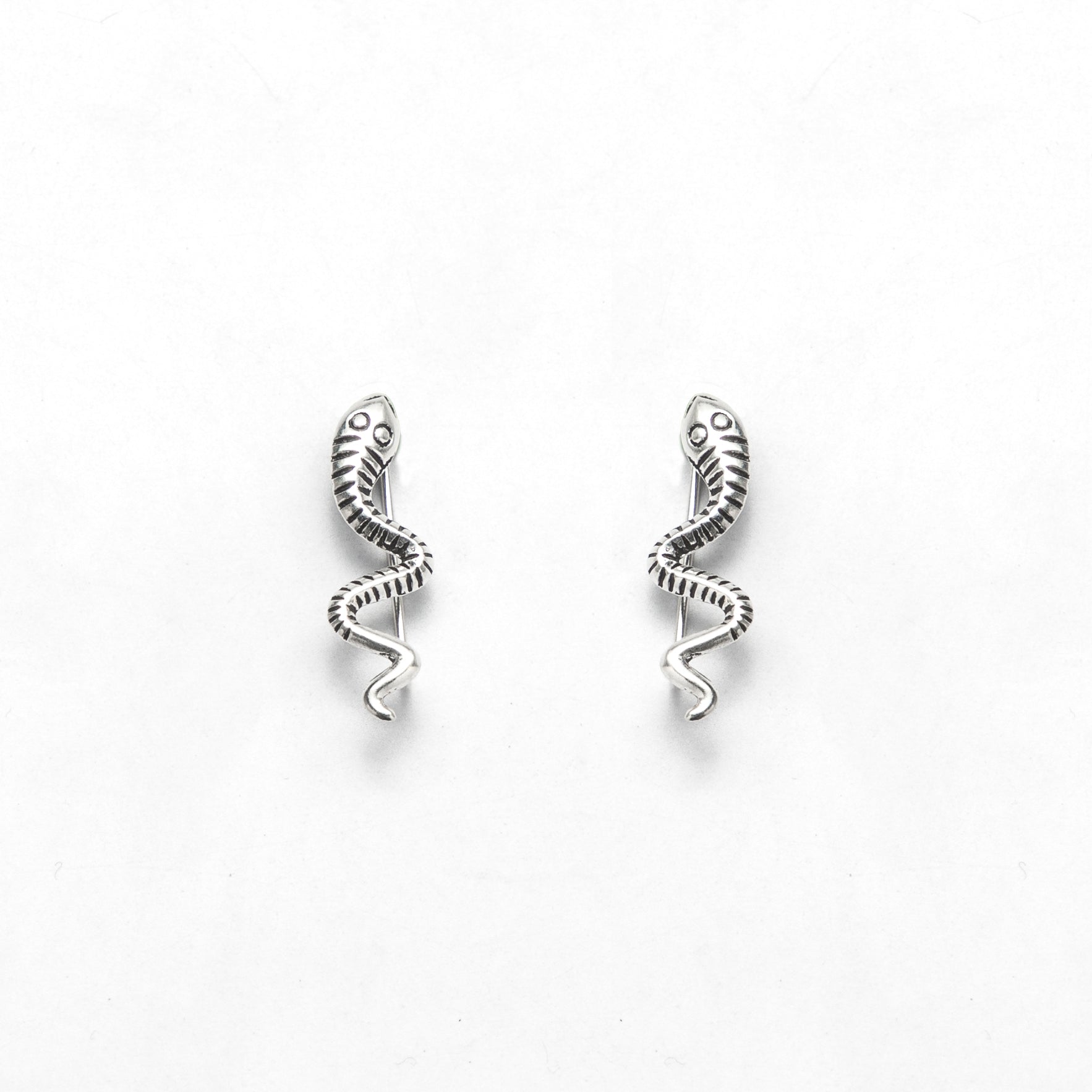 Affordable Black Striped Silver Snake Ear Cuffs - 925 Sterling, Under ₹1200
