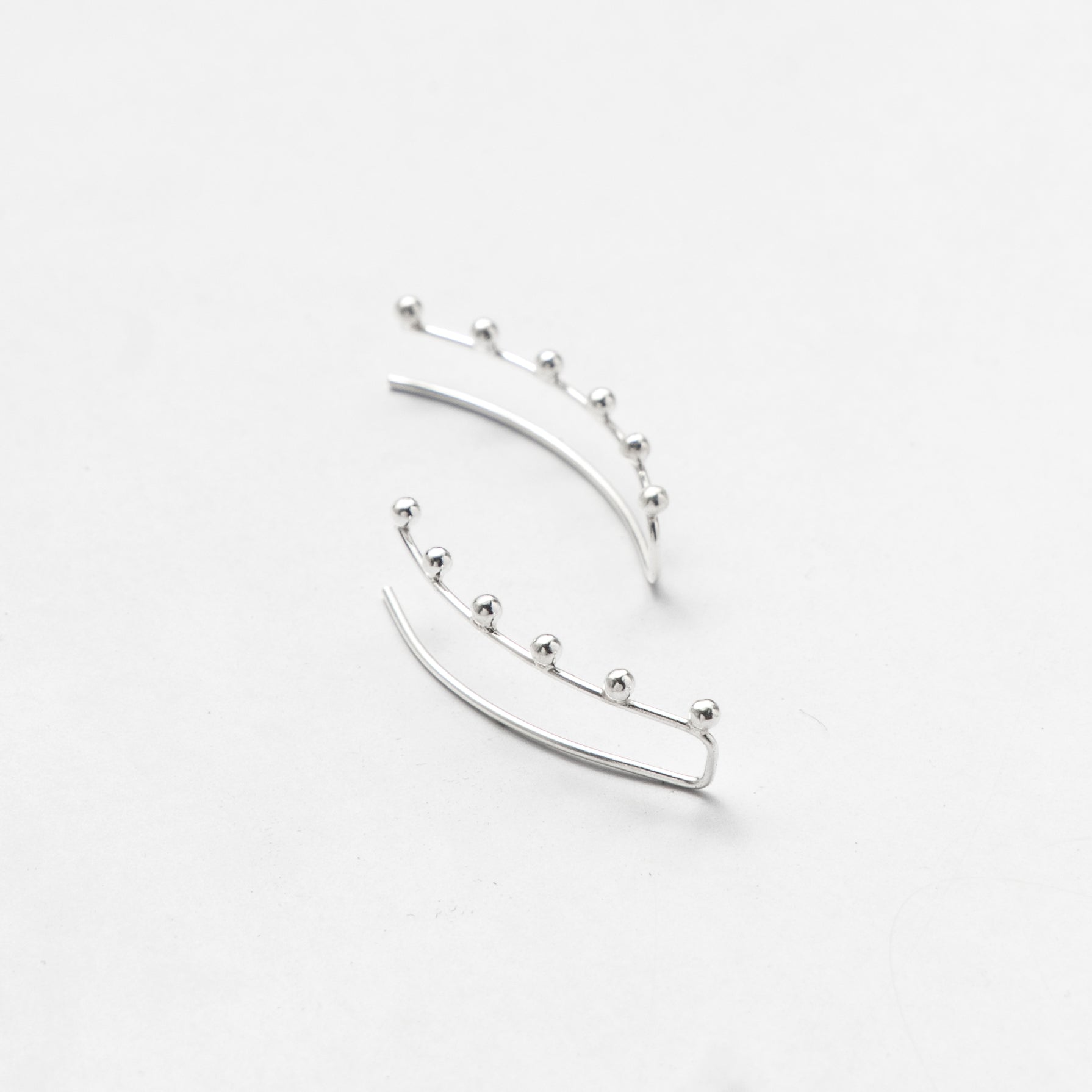 Classic Silver Circular Stud Ear Cuffs