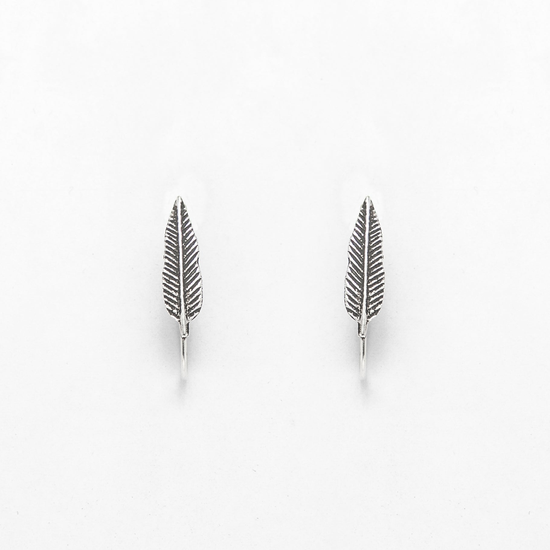 Oxidized Silver Leaf Ear Cuffs