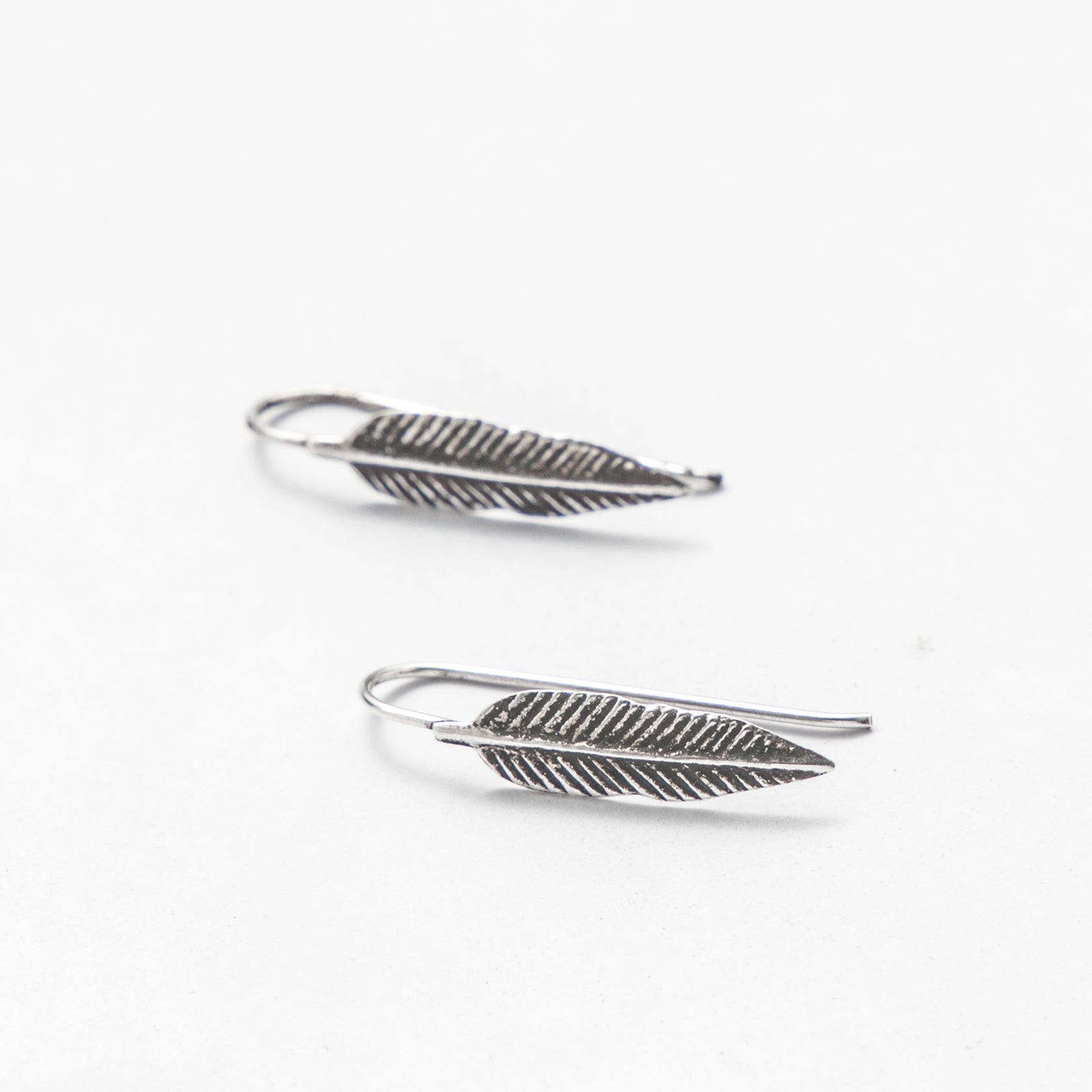 Oxidized Silver Leaf Ear Cuffs