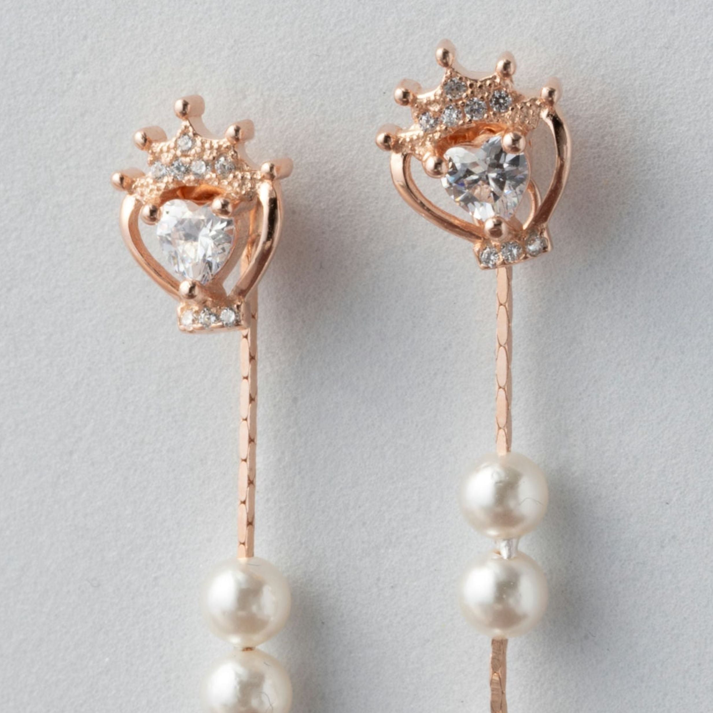 Crowned Heart Pearl Danglers