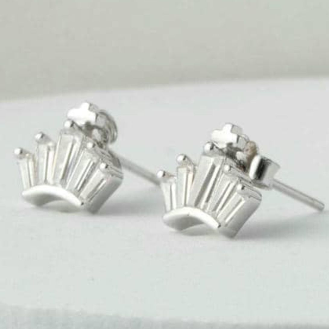 Regal Crown CZ Silver Studs