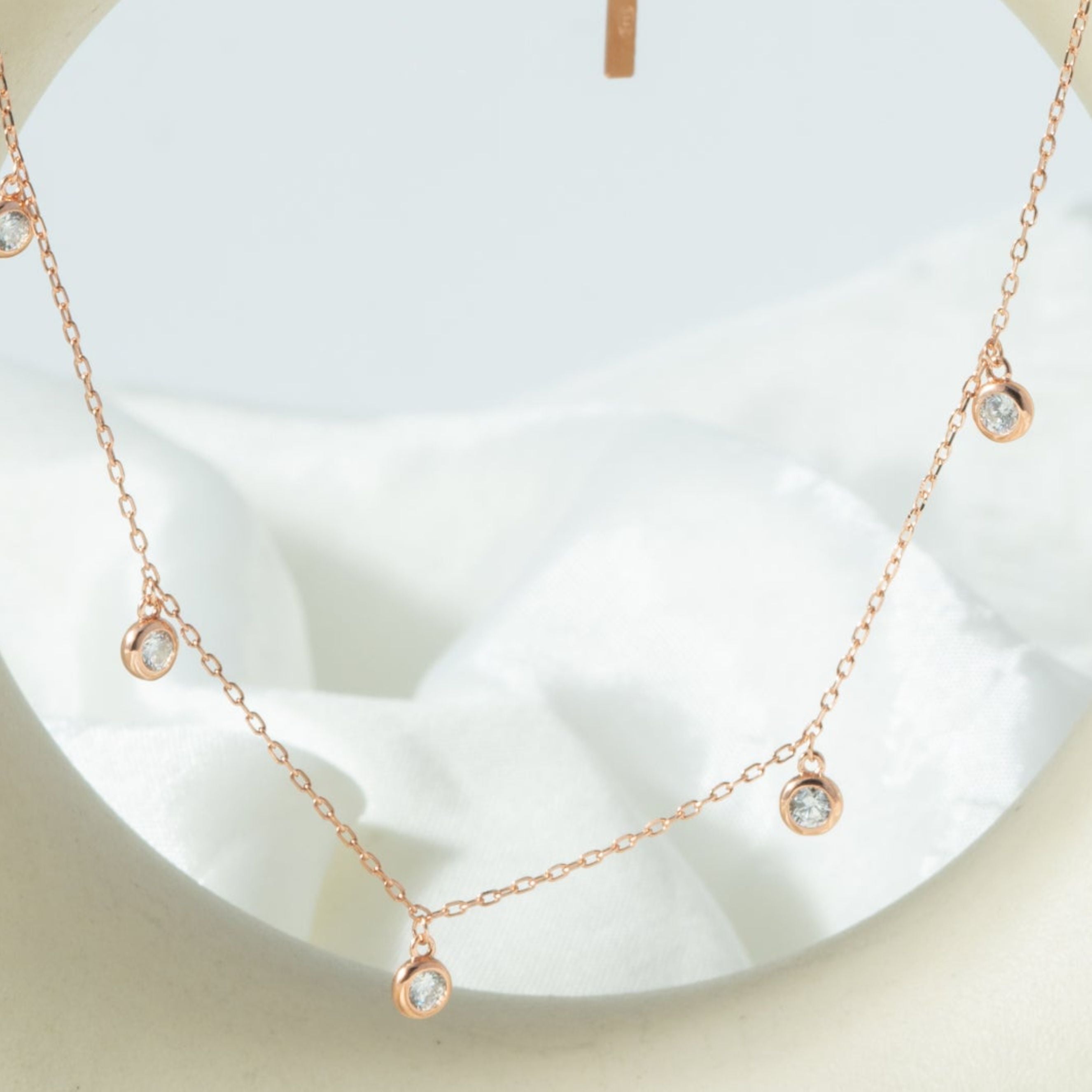 Rose Gold Crystal Loop Chain Set