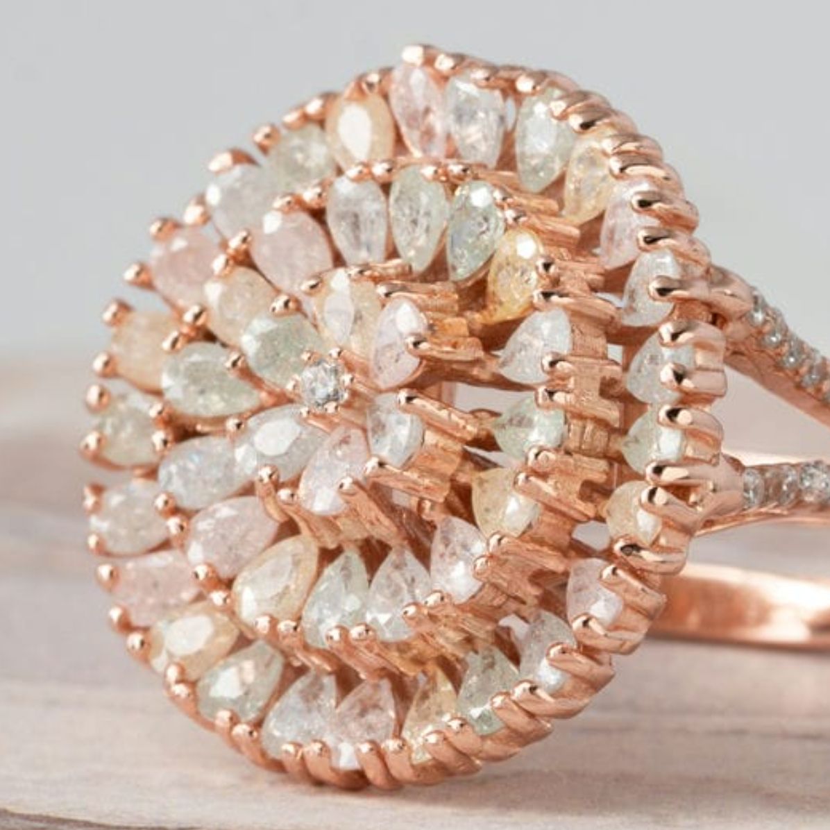 Pastel studded Rose gold ring