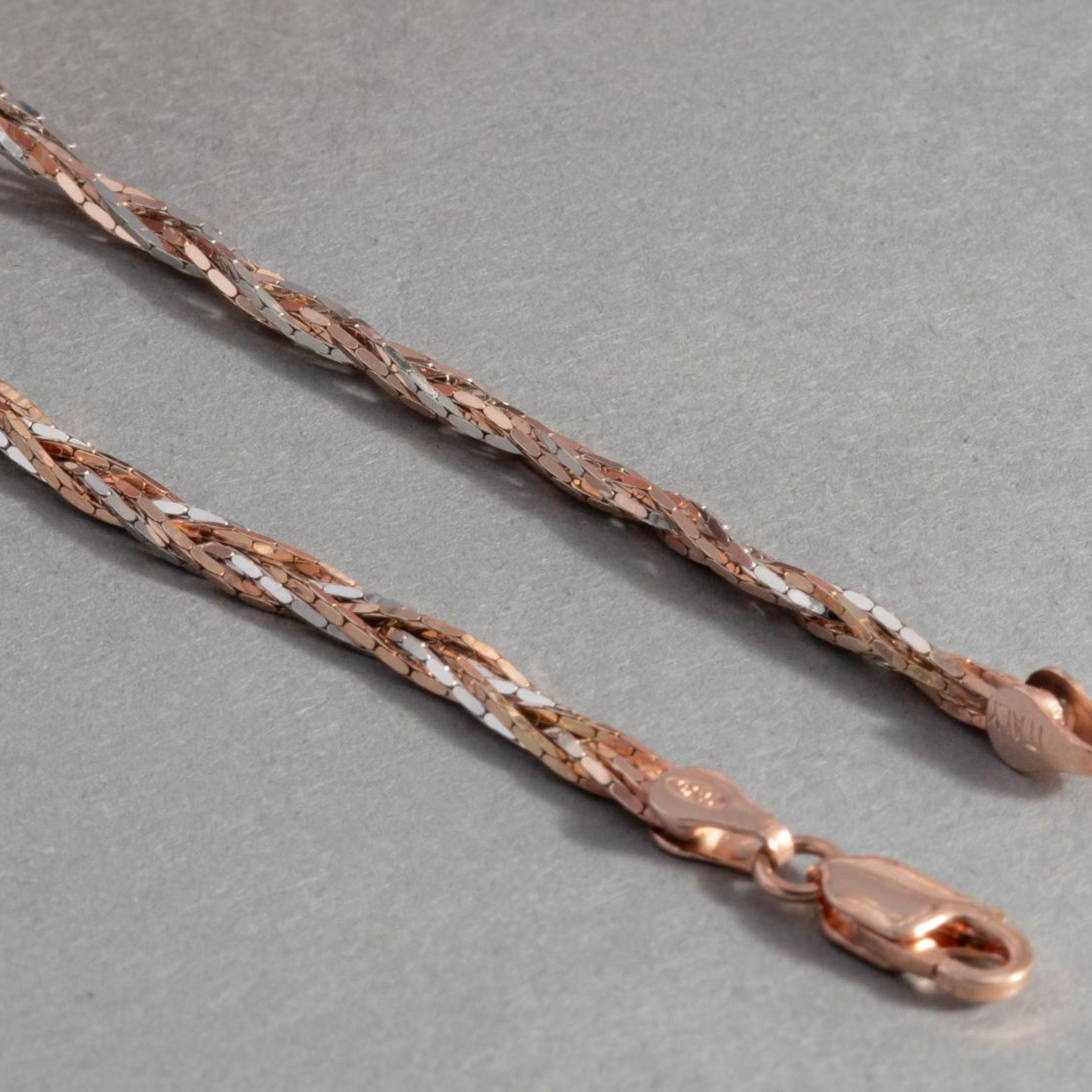 Minimalist Entwined Silver & Rose Gold Anklet"